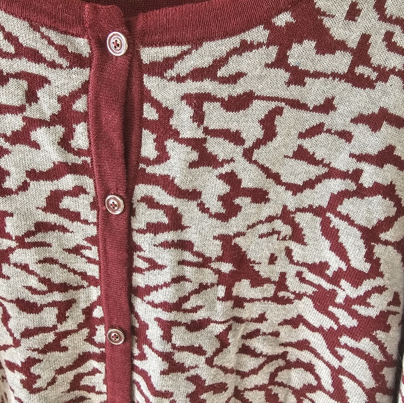 Denim & Co Burgundy & Gray Patterned Button Up Cardigan Sweater 3X - Picture 5 of 6